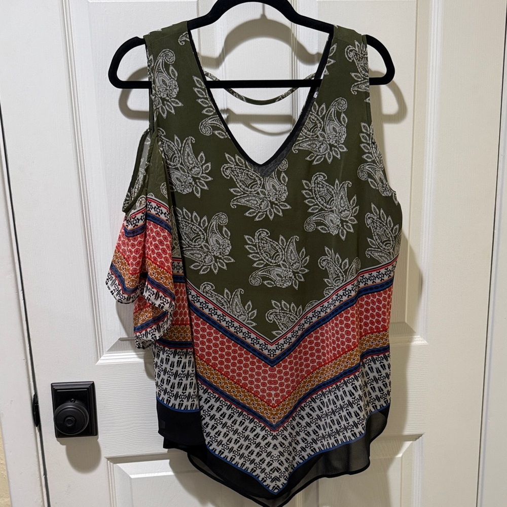 DR2 Olive and Coral Patterned Tank Top